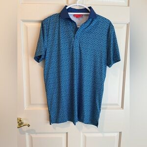 Redvanly Men's Blue Pattern Golf Polo Shirt Small